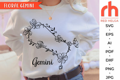 Floral Gemini SVG - Flower Zodiac Cut File SVG RedHelgaArt 