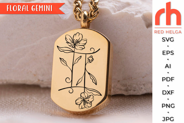 Floral Gemini SVG - Flower Zodiac Cut File SVG RedHelgaArt 