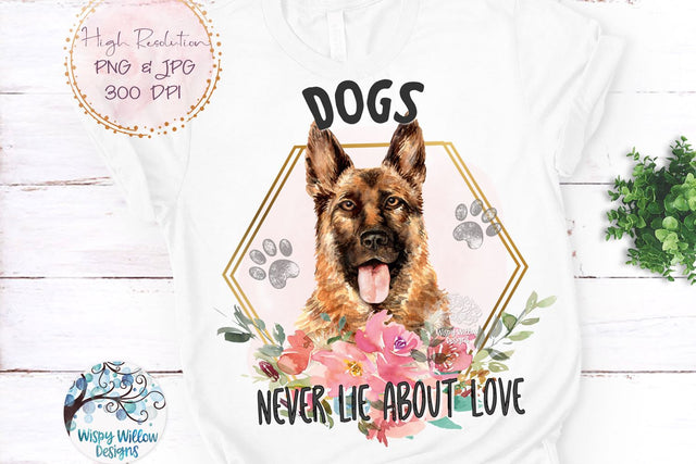 Floral German Shepherd Dog Sublimation Png Sublimation Wispy Willow Designs 