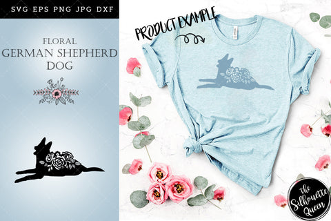 Floral German Shepherd Dog svg file for cricut, for silhouette, cut eps, cutting png, cuttable dxf, Instant Download design SVG Loveleen Kaur 