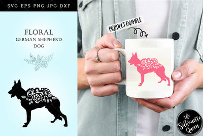 Floral German Shepherd Dog svg file for cricut, for silhouette, cut eps, cutting png, cuttable dxf, Instant Download design SVG Loveleen Kaur 