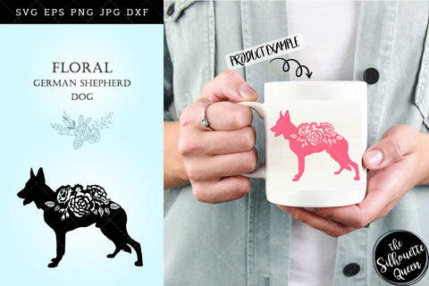 Floral German Shepherd Dog svg file for cricut, for silhouette, cut eps, cutting png, cuttable dxf, Instant Download design SVG Loveleen Kaur 