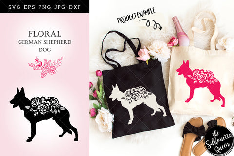 Floral German Shepherd Dog svg file for cricut, for silhouette, cut eps, cutting png, cuttable dxf, Instant Download design SVG Loveleen Kaur 