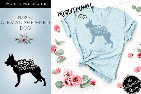 Floral German Shepherd Dog svg file for cricut, for silhouette, cut eps, cutting png, cuttable dxf, Instant Download design SVG Loveleen Kaur 