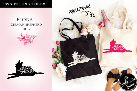 Floral German Shepherd Dog svg file for cricut, for silhouette, cut eps, cutting png, cuttable dxf, Instant Download design SVG Loveleen Kaur 