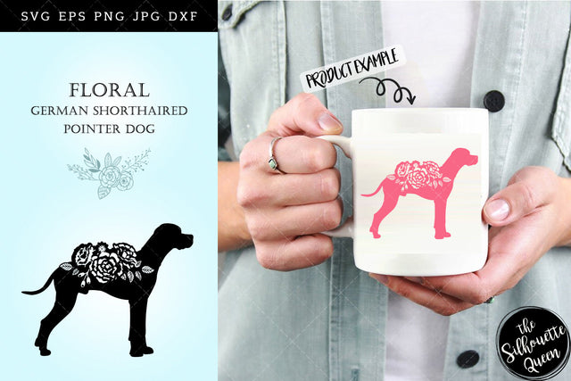 Floral German Shorthaired Pointer Dog svg file for cricut, for silhouette, cut eps, cutting png, cuttable dxf, Instant Download design SVG Loveleen Kaur 