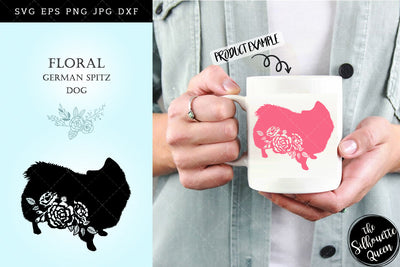 Floral German Spitz Dog svg file for cricut, for silhouette, cut eps, cutting png, cuttable dxf, Instant Download design SVG Loveleen Kaur 