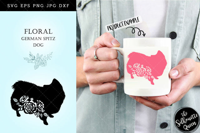 Floral German Spitz Dog svg file for cricut, for silhouette, cut eps, cutting png, cuttable dxf, Instant Download design SVG Loveleen Kaur 