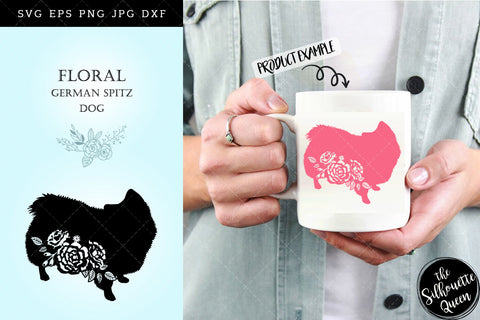 Floral German Spitz Dog svg file for cricut, for silhouette, cut eps, cutting png, cuttable dxf, Instant Download design SVG Loveleen Kaur 