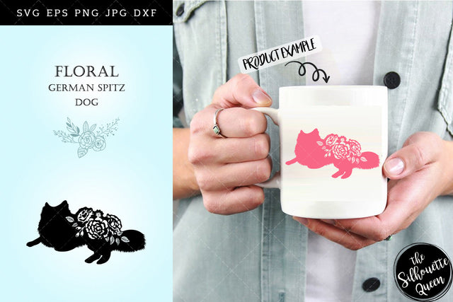 Floral German Spitz Dog svg file for cricut, for silhouette, cut eps, cutting png, cuttable dxf, Instant Download design SVG Loveleen Kaur 