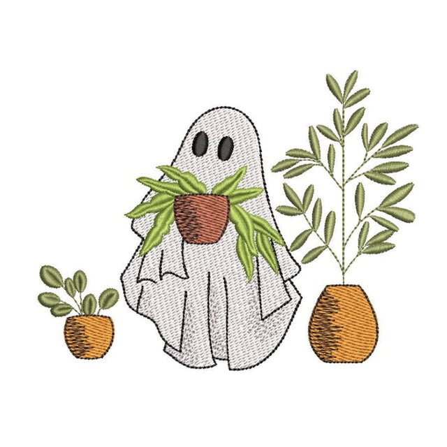Floral Ghost Embroidery Design, Halloween Ghost Embroidery Design, 3 sizes, Instant Download Embroidery/Applique DESIGNS Nino Nadaraia 