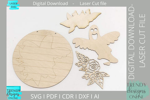Floral Ghost sign svg FILE, Glowforge laser cut svg SVG Trendy Designs Online 