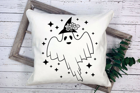 Floral Ghost SVG, Halloween Ghost SVG Design, Cute Ghost PNG Illustration. SVG Elinorka 