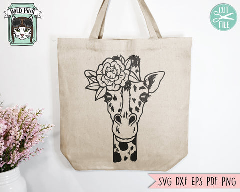 Floral Giraffe SVG file, Giraffe with Flower Crown SVG, Giraffe cut file, Flower Animal Face svg, Giraffe with Floral Crown svg, Giraffe png SVG Wild Pilot 