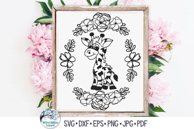Floral Giraffe SVG SVG Wispy Willow Designs 