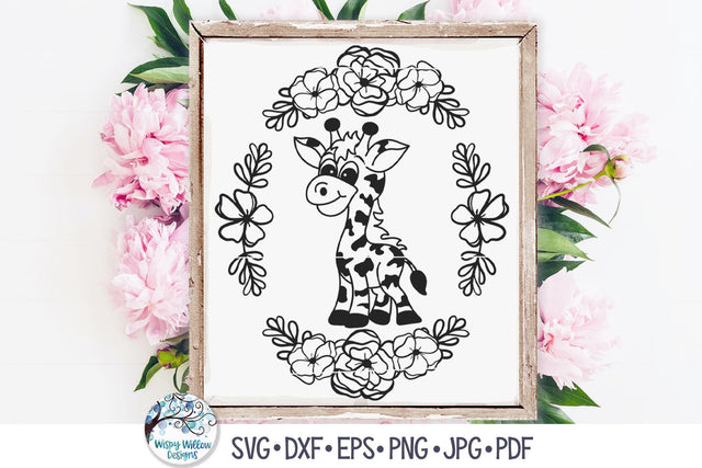 Floral Giraffe SVG SVG Wispy Willow Designs 