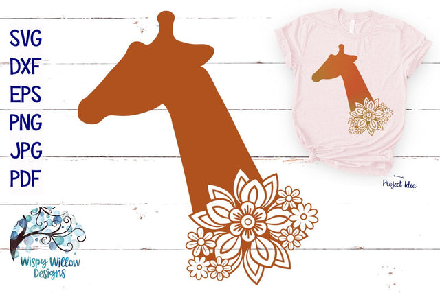 Floral Giraffe SVG SVG Wispy Willow Designs 