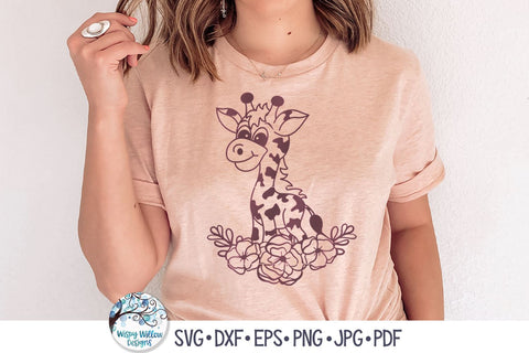 Floral Giraffe SVG SVG Wispy Willow Designs 