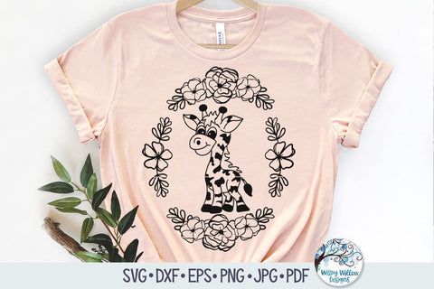 Floral Giraffe SVG SVG Wispy Willow Designs 