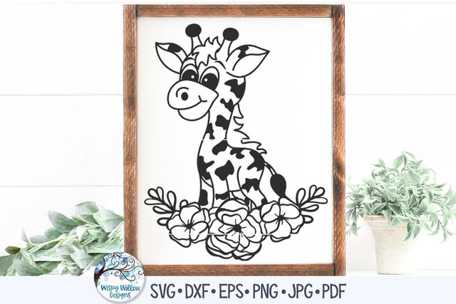 Floral Giraffe SVG SVG Wispy Willow Designs 