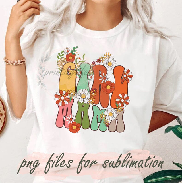 Floral Girl Mama Png, Floral Mama Digital Art, Floral Mama, Boho Mama Floral Sublimation, Mother's Day Png, Retro Mama Png Sublimation PrintingLife 