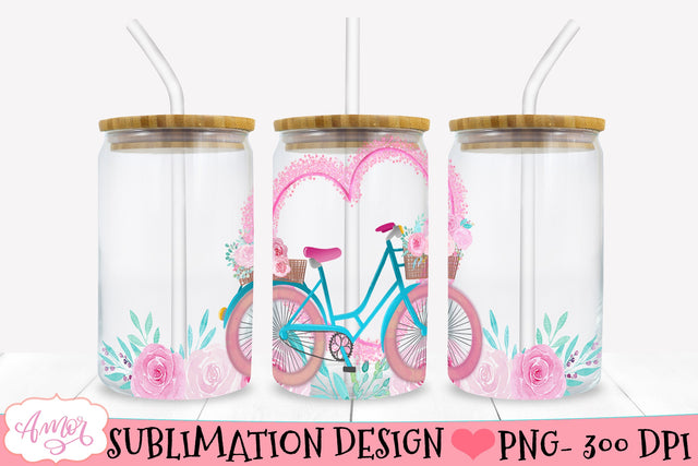 Floral glass can wrap for sublimation Sublimation Amorclipart 