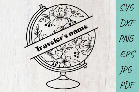 Floral Globe SVG, Globe SVG, Travel SVG, Split monogram SVG Irina Ostapenko 