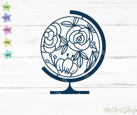 Floral Globe svg, Travel svg, Teacher svg SVG _HelArtShop_ 