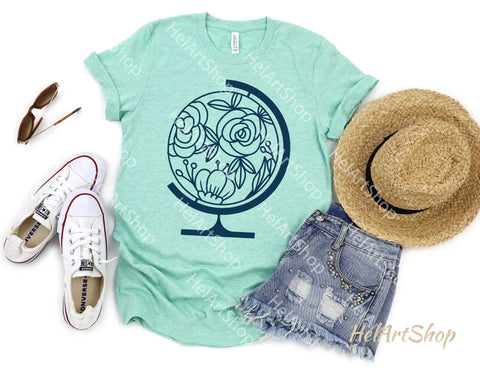 Floral Globe svg, Travel svg, Teacher svg SVG _HelArtShop_ 