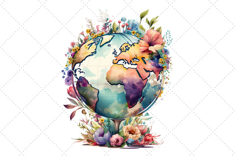 Floral Globe Watercolor Clipart Bundle Sublimation FloridPrintables 