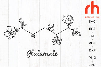 Floral glutamate svg - Flower glutamate svg - Molecular structure svg SVG RedHelgaArt 