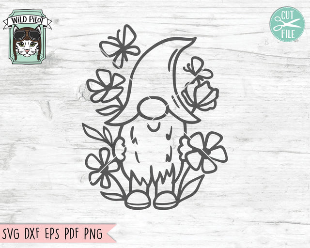 Floral Gnome SVG File, Flower Gnome SVG File, Gnome Cut File, Gnome Clipart, Gnome Vector, Gnome Clip Art, Gnome PNG, Gnome dxf, Gnome eps SVG Wild Pilot 