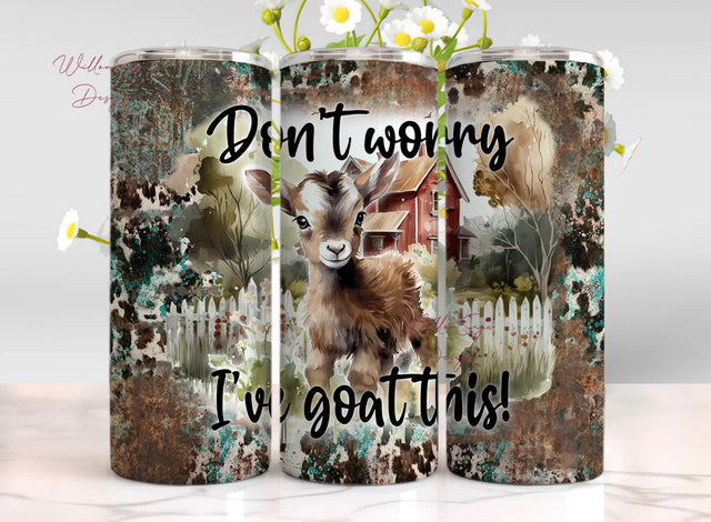 Floral Goat Design For 20oz Skinny Tumbler Sublimation, Goat Tumbler PNG File,Vintage Goat Animal Tumbler For Goat Sublimation WillowSageDesign 