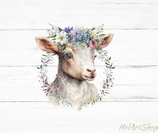Floral Goat Png, Sublimation Png, Farm Animal Png Sublimation _HelArtShop_ 