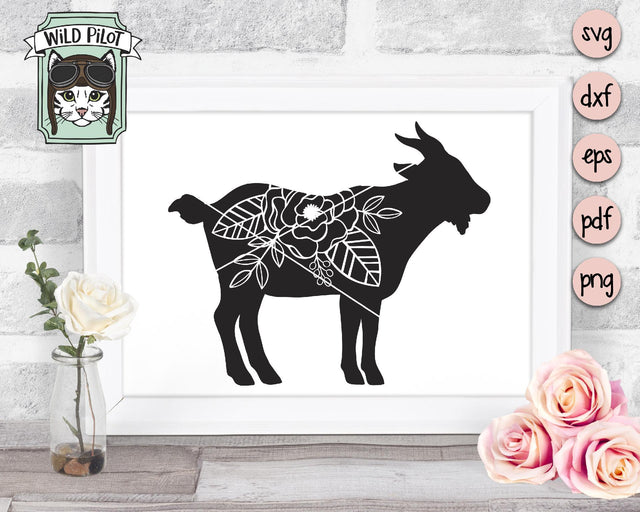 Floral Goat SVG Cut File SVG Wild Pilot 