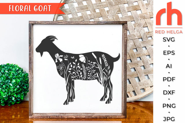 Floral Goat SVG - Farm Animal Cut File SVG RedHelgaArt 