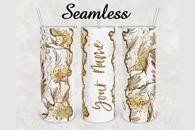 Floral Gold Glitter Marble Tumbler sublimation design 20 oz skinny tumbler wrap Sublimation BambinaCreations 