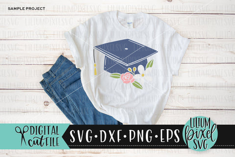Floral Graduation Cap - Graduation SVG SVG Lilium Pixel SVG 