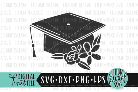 Floral Graduation Cap - Graduation SVG SVG Lilium Pixel SVG 