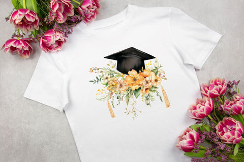 Floral Graduation Caps Sublimation Clipart Bundle Sublimation Regulrcrative 