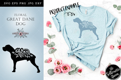 Floral Great Dane Dog svg file for cricut, for silhouette, cut eps, cutting png, cuttable dxf, Instant Download design SVG Loveleen Kaur 
