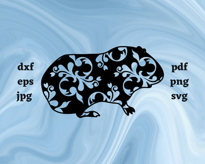 Floral Guinea Pig SVG Cut File SVG Northern Light SVG 