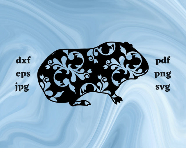 Floral Guinea Pig SVG Cut File SVG Northern Light SVG 