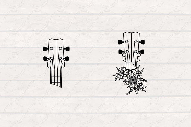 Floral Guitar SVG, Floral Design, Flower Illustration, Sunflower SVG SVG SmmrDesign 