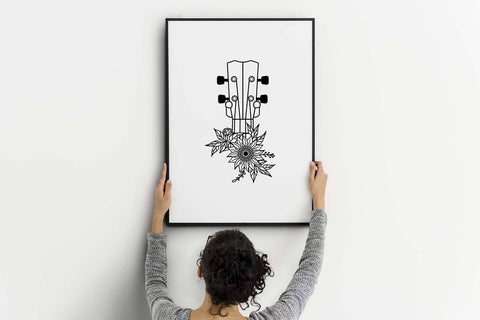 Floral Guitar SVG, Floral Design, Flower Illustration, Sunflower SVG SVG SmmrDesign 