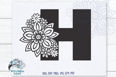 Floral H SVG SVG Wispy Willow Designs 