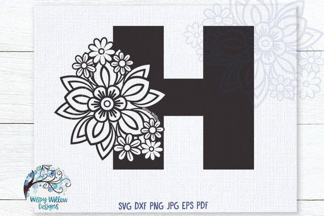Floral H SVG SVG Wispy Willow Designs 