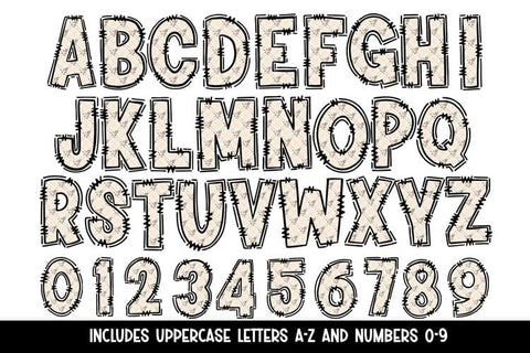 Floral Hand Drawn Doodle Letters Alphabet PNG Set Sublimation BijouBay 