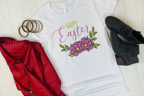Floral Happy Easter svg, Flower svg, Flower Easter SVG SmmrDesign 
