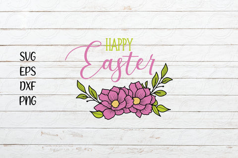 Floral Happy Easter svg, Flower svg, Flower Easter SVG SmmrDesign 